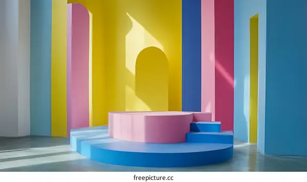 Colorful Geometric Display Stage Interior Design