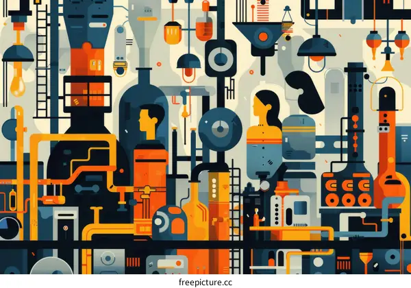 Factory workers in a modern factory