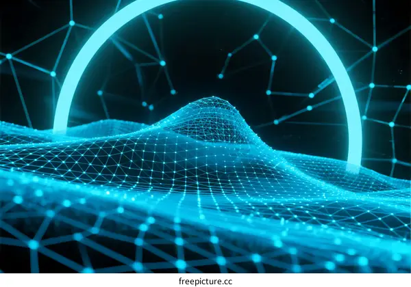 Abstract Digital Terrain with Network Connections and Circular Elements