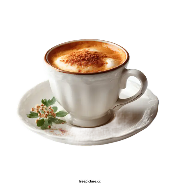 [Transparent Background PNG]Aromatic Cup of Coffee with Cinnamon Topping