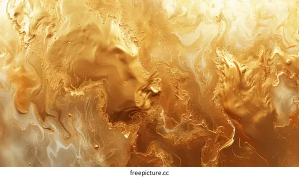Golden liquid paint splash. Molten metal texture. Abstract gold background.