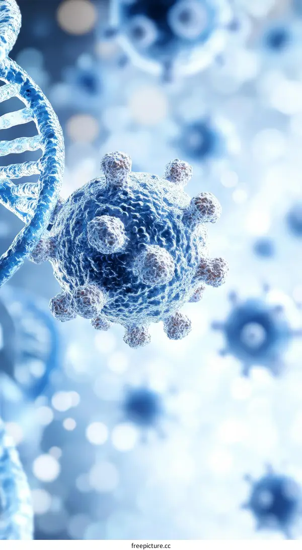 3D Illustration of Virus and DNA