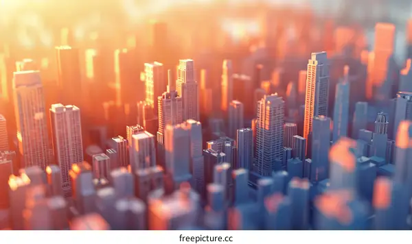 Sunrise Cityscape Illustration with Modern Architecture