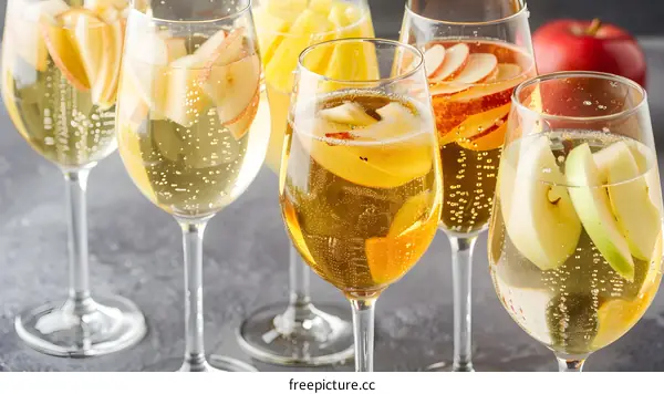Sparkling Apple Cider Cocktails with Fresh Fruit Slices