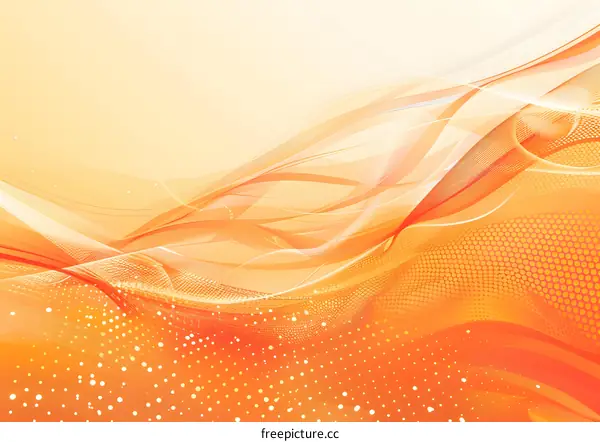 Abstract Orange Background with Wavy Lines and Dots