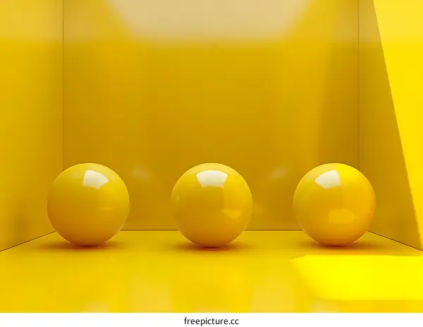 Three Yellow Spheres in a Yellow Room