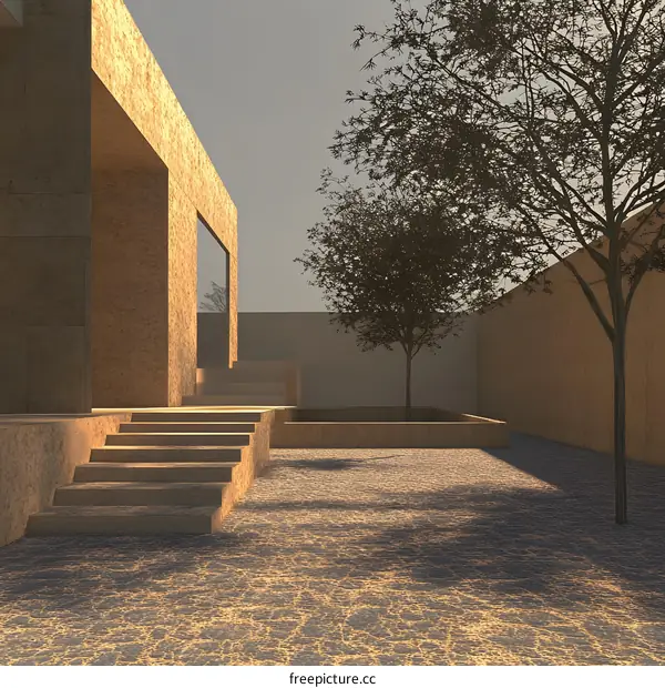 Modern Architecture with Minimalist Design and a Courtyard