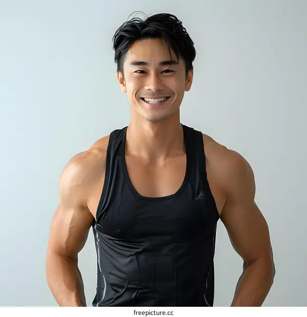 Portrait of a young Asian man smiling