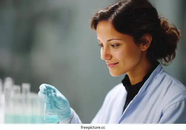 Female Scientist in a Lab Conducting Experiment