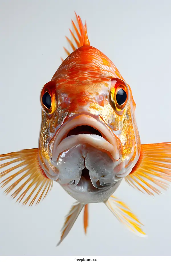 Orange Fish with Open Mouth Close Up