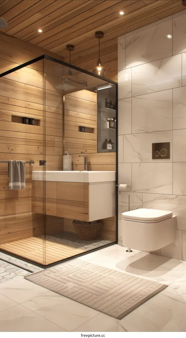 Modern Wooden Bathroom Interior Design