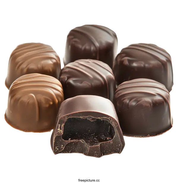 [Transparent Background PNG]Assortment of Chocolate Candies with Dark and Milk Chocolate