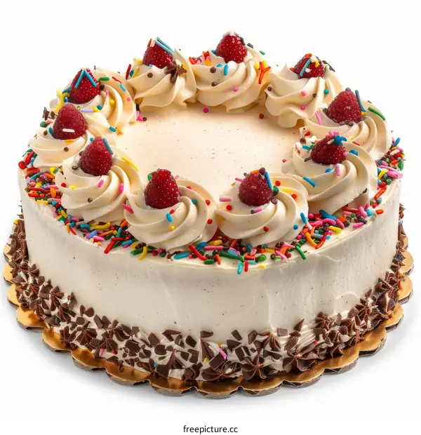 Vanilla Cake with Sprinkles and Chocolate