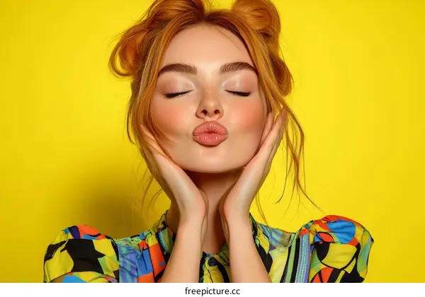 Beautiful Woman Posing in a Colorful Dress