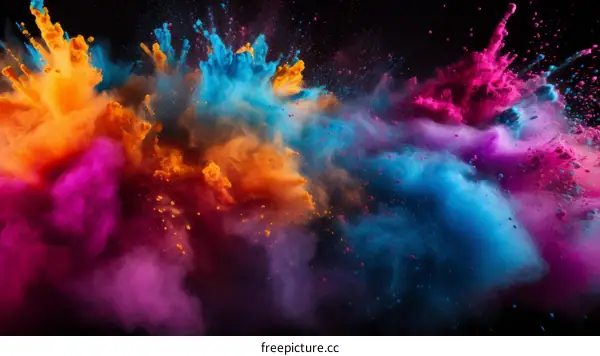 Multicolor Powder Explosion on Black Background