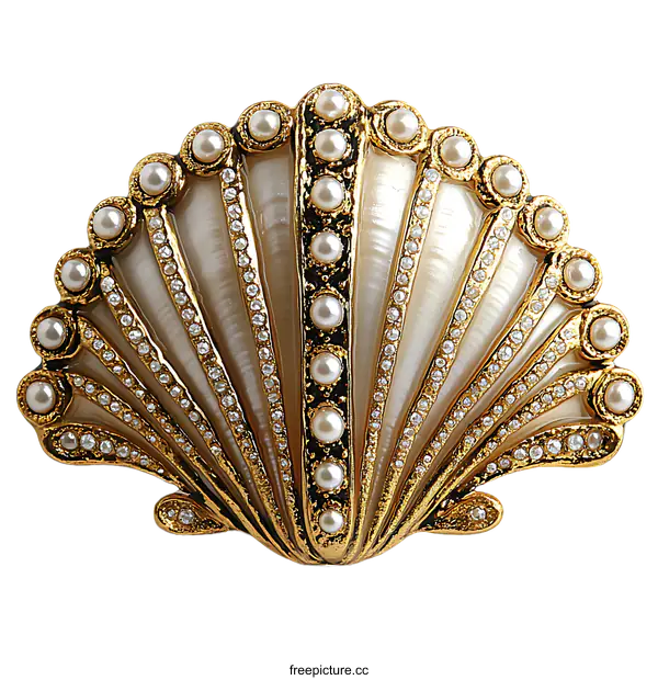 [Transparent Background PNG]Luxury Pearl Seashell Brooch