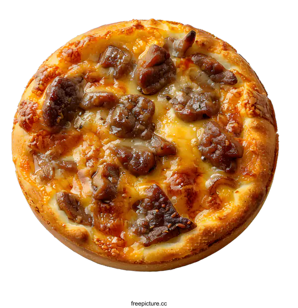 [Transparent Background PNG]Delicious Mushroom Pizza on White Background