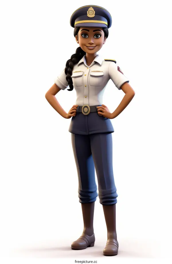 A 3D illustration of a policewoman