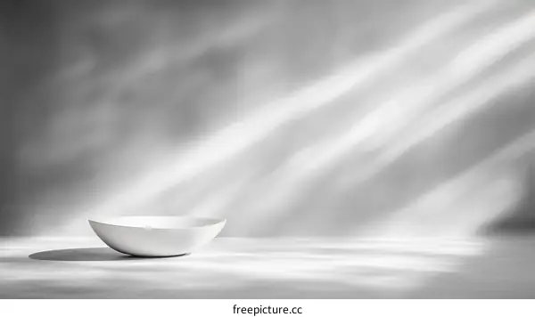 Empty White Bowl on Grey Studio Background