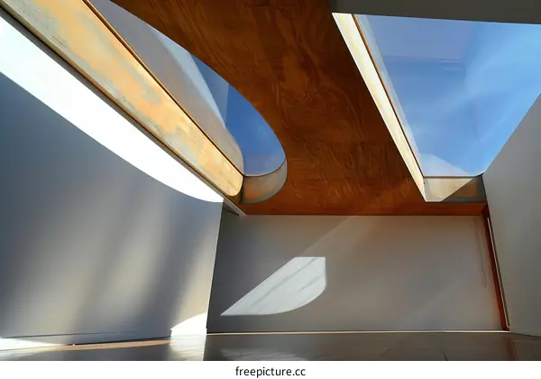 Wooden ceiling with large curved openings