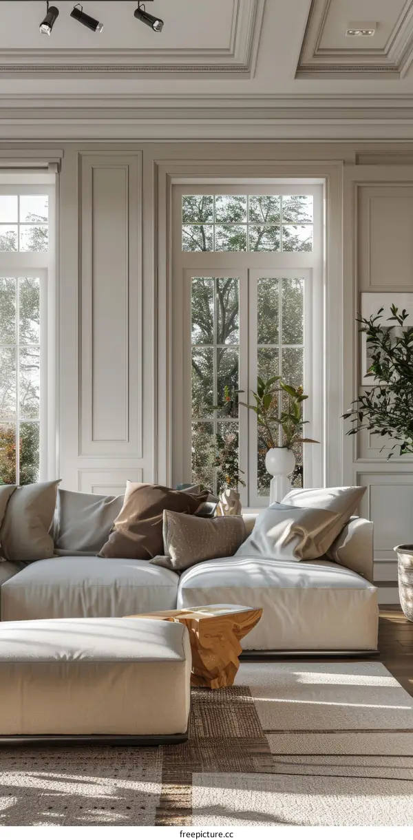 Spacious, Light-filled Living Room with High Ceilings