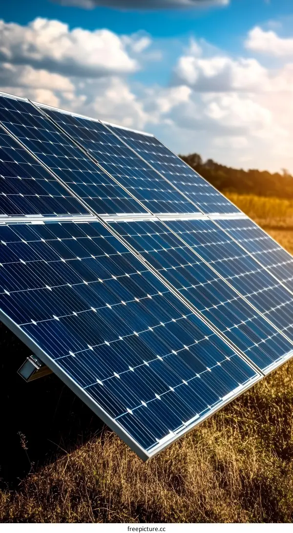 Solar Panels Under a Cloudy Sky