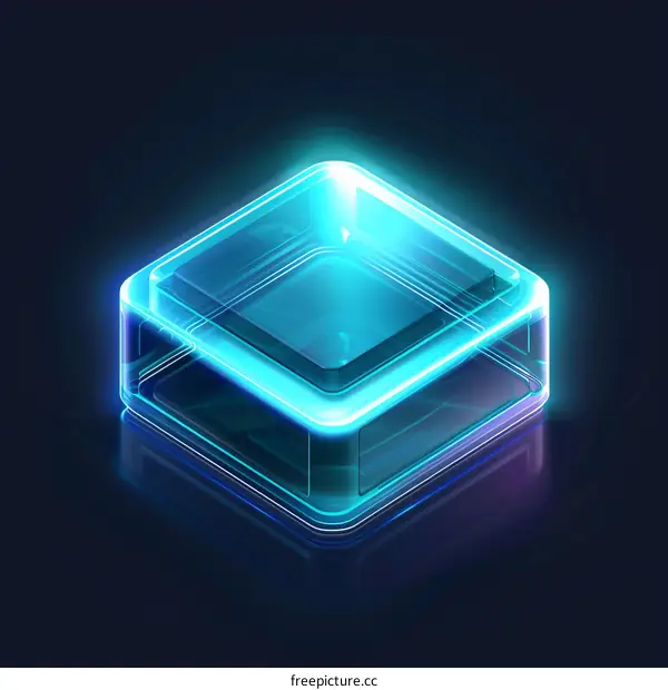 Blue Translucent 3D Cube