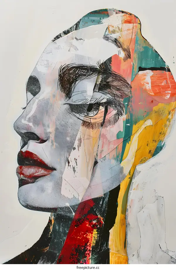 Abstract Collage Artwork of Female Face