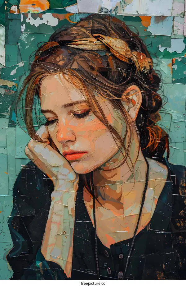 Portrait of a young woman with brown hair and green eyes