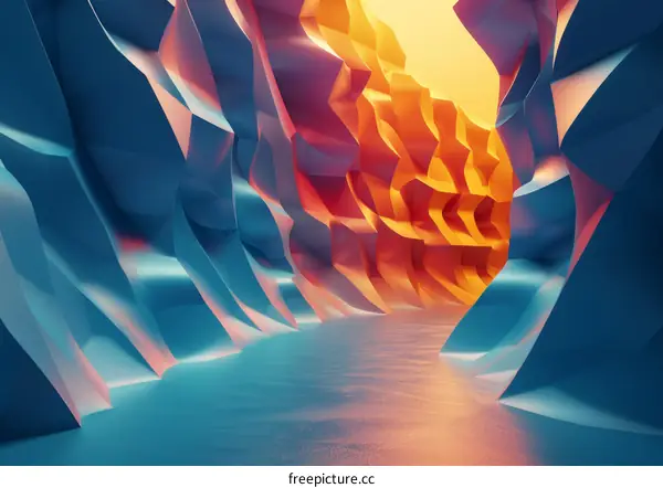 Futuristic Blue and Orange Canyon Corridor