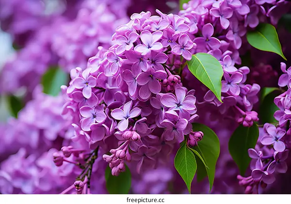 A close-up image of purple lilacs