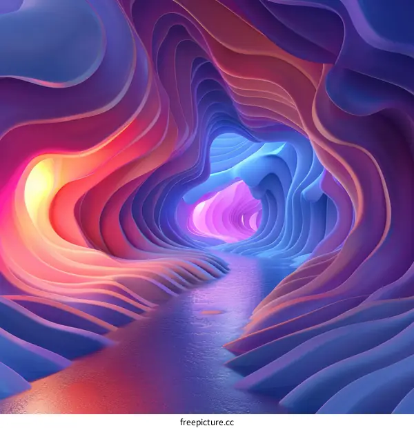 Wavy psychedelic colorful abstract trippy cave