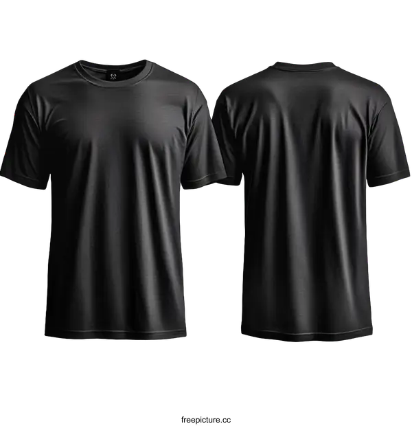 [Transparent Background PNG]Blank Black T-Shirt Mockup Front and Back View