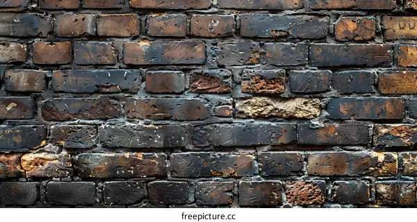 Dark Weathered Brick Wall Texture