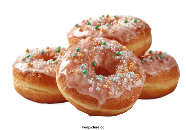 [Transparent Background PNG]Delicious Glazed Donuts with Colorful Sprinkles
