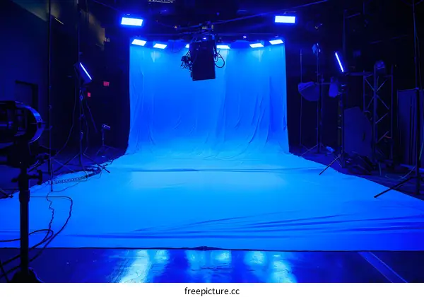 Blue Screen Studio Setup With Lights