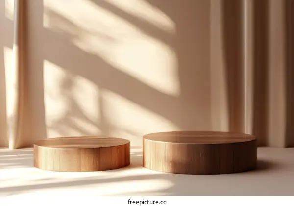 Wooden Display Podiums in Beige Room