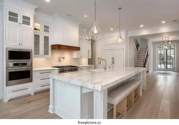 Modern Farmhouse Kitchen with Large Island