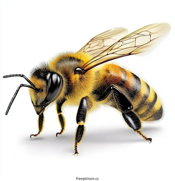 Detailed Illustration of a Honey Bee