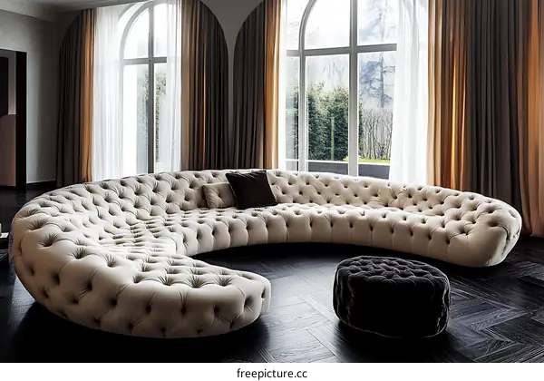 Modern Curved Sectional Sofa in Living Room