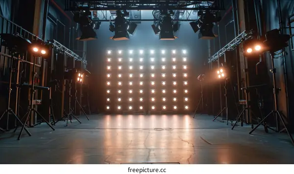 Stage lights and spotlights in a theater