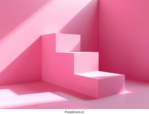 Pastel Pink Geometric Platform on Pink Background