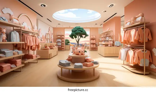 An illustration of a modern and bright retail store interior
