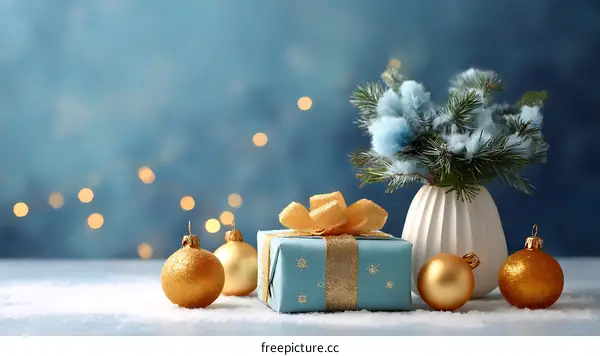 Christmas Festive Decor with Presents and Ornaments