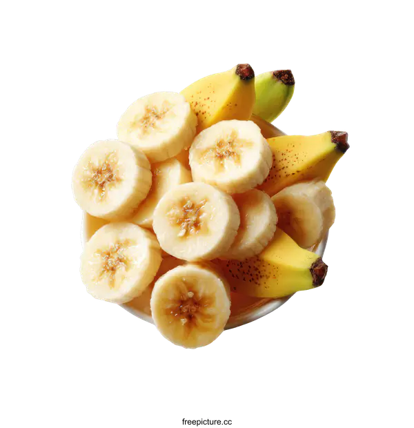[Transparent Background PNG]Freshly Sliced Bananas in a Bowl