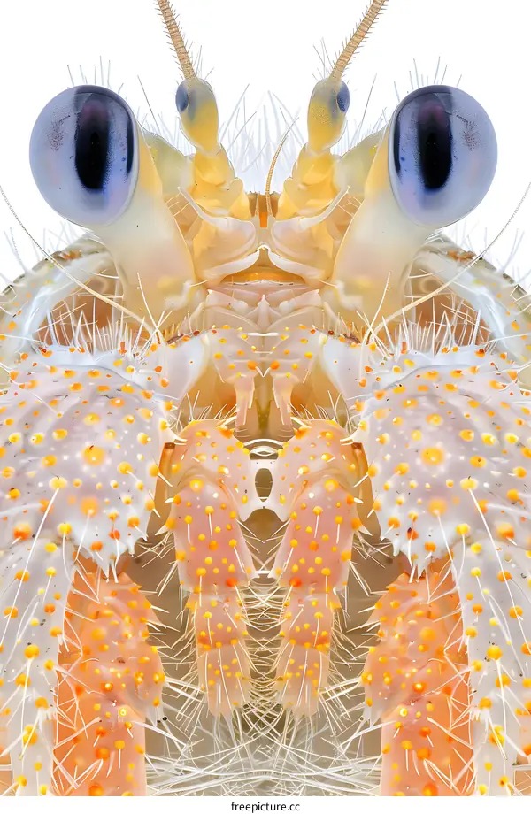 A hairy hermit crab up close