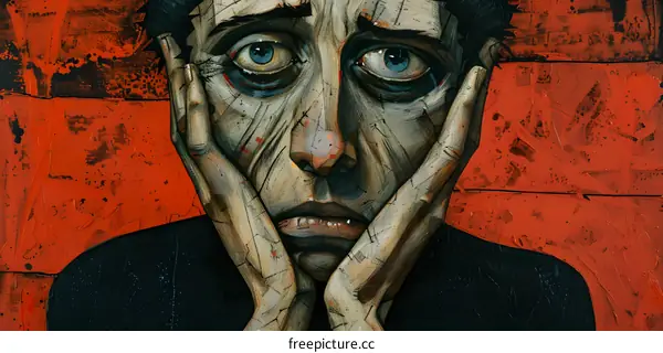 Portrait of a man with hands on his face