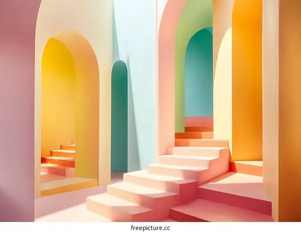 Abstract Pastel Color Archway Interior Design