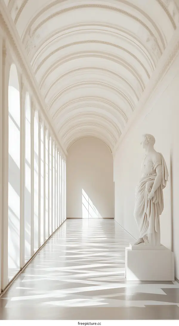 White Marble Statue in a Classic Hallway