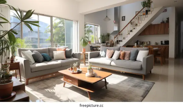 A bright and airy living room with a large windows